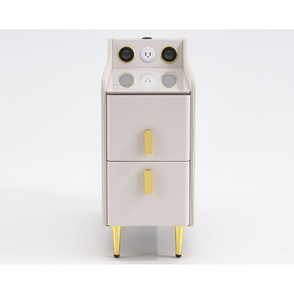 HMR Modern Multifunctional Narrow Side Table Sintered Stone Top End Table Speaker & USB Port - Beige