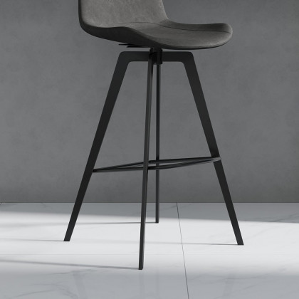 HMR - Linesly Series Set of 2 Mid-Century Modern Swivel PU Leather Bar Stools with Upholstery