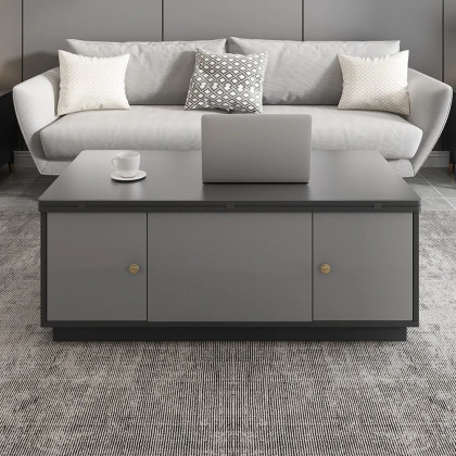 HMR - Set of 2 Gray Extendable 3 Drawers TV Stand & Lift-Top Coffee Table Set Up to 120"