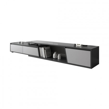 HMR - Set of 2 Gray Extendable 3 Drawers TV Stand & Lift-Top Coffee Table Set Up to 120"