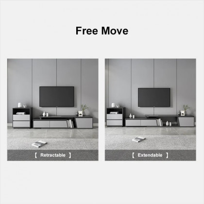 HMR - Set of 2 Gray Extendable 3 Drawers TV Stand & Lift-Top Coffee Table Set Up to 120"