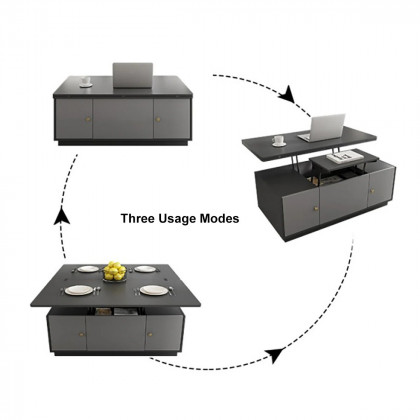 HMR - Set of 2 Gray Extendable 3 Drawers TV Stand & Lift-Top Coffee Table Set Up to 120"
