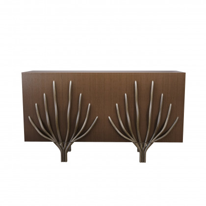 HMR - 63" Sideboard Branch Design Mid Century Modern Buffet with 2 Doors 2 Shelves