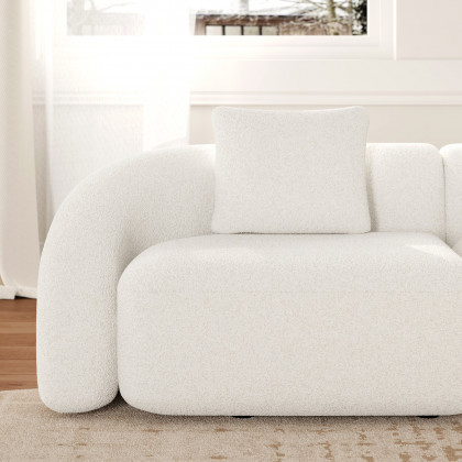 HMR - 129" 3-Piece Modular Boucle Curved Sectional with Pillows