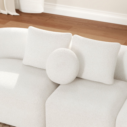 HMR - 129" 3-Piece Modular Boucle Curved Sectional with Pillows