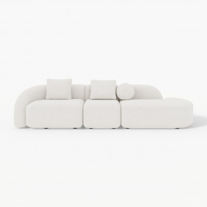 HMR - 129" 3-Piece Modular Boucle Curved Sectional with Pillows