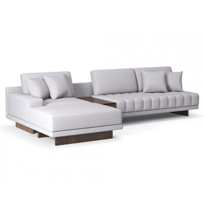 HMR 126" L-Shaped Modular Sectional with Chaise & Ottoman - Gray, Linen