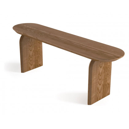 HMR Tintica Series Japandi Oval Solid Wood Dining Bench Seats 1-2 People - Walnut, 59"