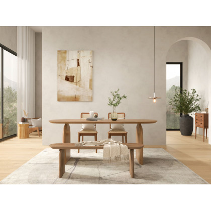 HMR Tintica Series Japandi Oval Solid Wood Dining Bench Seats 1-2 People - Walnut, 59"