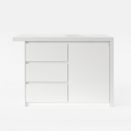 HMR Kitchen Island with Storage - White, 50”/1270mm, Engineered Wood
