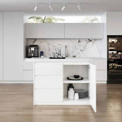 HMR Kitchen Island with Storage - White, 50”/1270mm, Engineered Wood