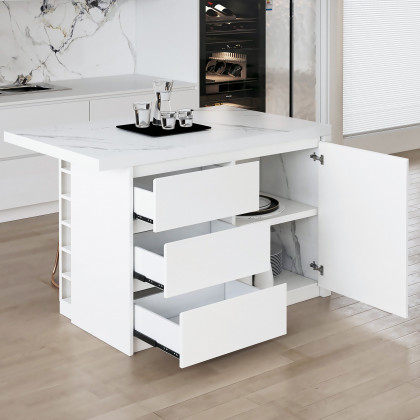 HMR Kitchen Island with Storage - White, 50”/1270mm, Engineered Wood