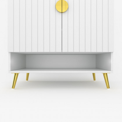 HMR Yellar Nordic Entryway Shoe Cabinet with Doors & Open Shelves - White, 31.5" (5 Shelves)