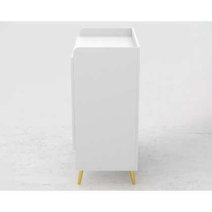 HMR Yellar Nordic Entryway Shoe Cabinet with Doors & Open Shelves - White, 31.5" (5 Shelves)