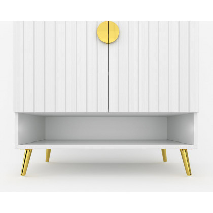 HMR Yellar Nordic Entryway Shoe Cabinet with Doors & Open Shelves - White, 31.5" (5 Shelves)