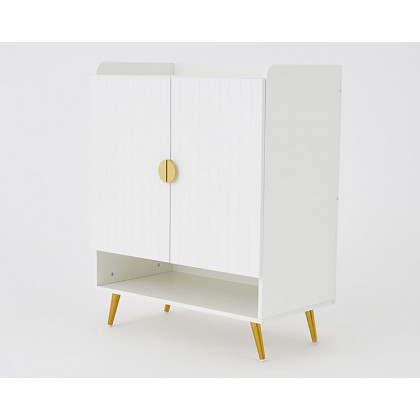 HMR Yellar Nordic Entryway Shoe Cabinet with Doors & Open Shelves - White, 31.5" (5 Shelves)