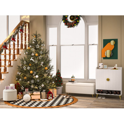 HMR Yellar Nordic Entryway Shoe Cabinet with Doors & Open Shelves - White, 31.5" (5 Shelves)