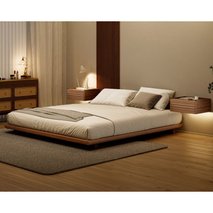 HMR Japanese Style Floor Bed - Walnut, Queen