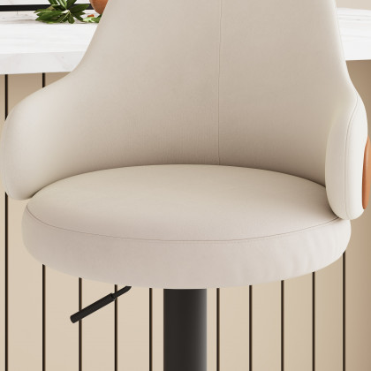 HMR - Modern Adjustable Swivel Velvet Bar Stools or Counter Stools with Upholstery White