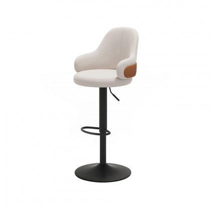 HMR - Modern Adjustable Swivel Velvet Bar Stools or Counter Stools with Upholstery White