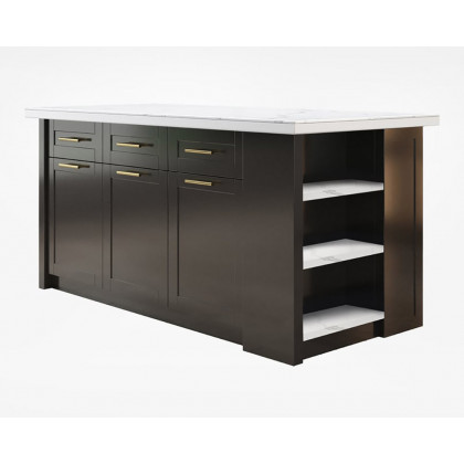 HMR 72" Modern Style Laminate Kitchen Islands with Multi-Storage - White & Black, Sintered Stone