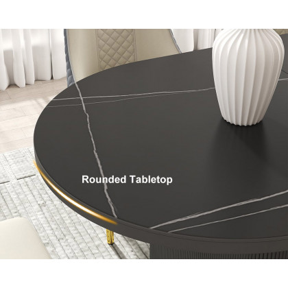 HMR - 79''-95'' Oval Extendable Sintered Stone Top Dining Table Seats 8-10