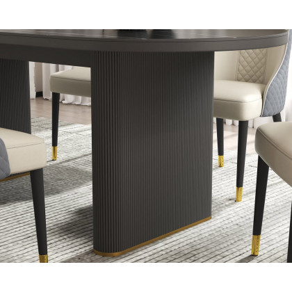 HMR - 79''-95'' Oval Extendable Sintered Stone Top Dining Table Seats 8-10