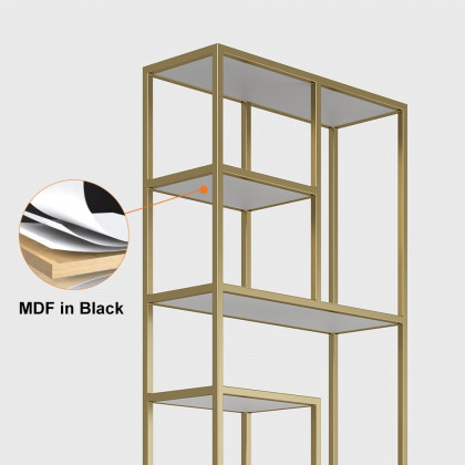 HMR - 78" Modern White & Gold Etagere Bookshelf Display 8-Shelf Tall Book Shelf Rich Storage