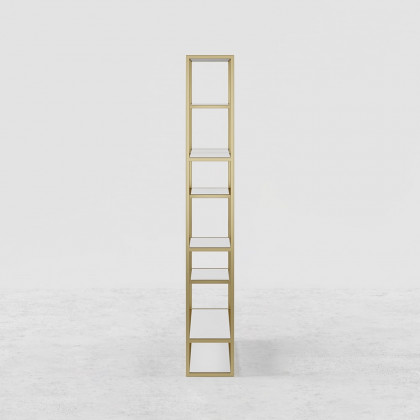 HMR - 78" Modern White & Gold Etagere Bookshelf Display 8-Shelf Tall Book Shelf Rich Storage