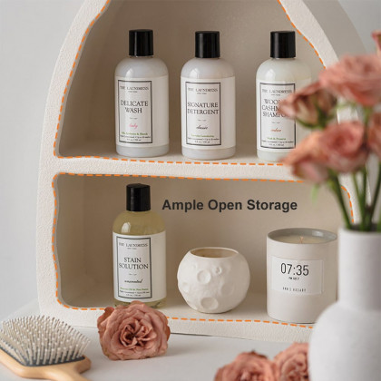 HMR - Codiys Art Deco White Arched Wall Mounted Shelf Wood Floating Shelf with Open Storage