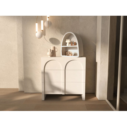 HMR - Codiys Art Deco White Arched Wall Mounted Shelf Wood Floating Shelf with Open Storage
