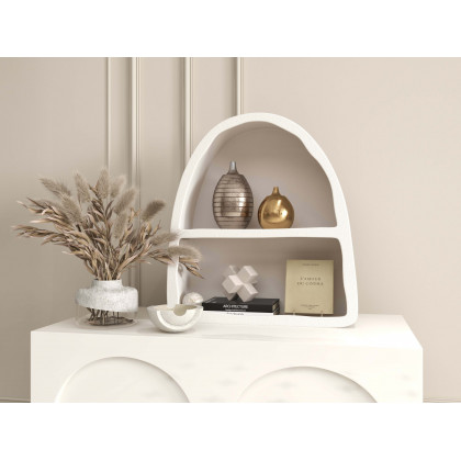 HMR - Codiys Art Deco White Arched Wall Mounted Shelf Wood Floating Shelf with Open Storage