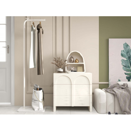 HMR - Codiys Art Deco White Arched Wall Mounted Shelf Wood Floating Shelf with Open Storage