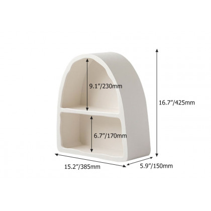 HMR - Codiys Art Deco White Arched Wall Mounted Shelf Wood Floating Shelf with Open Storage