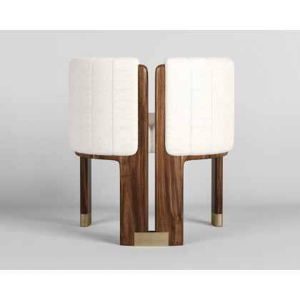 HMR Boucle Fluted Upholstered Accent Chair with Wood Frame (Set of 2) - White