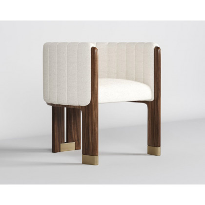 HMR Boucle Fluted Upholstered Accent Chair with Wood Frame (Set of 2) - White