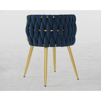 HMR Sweave Nordic Barrel Dining Chair with Velvet Upholstery (Set of 4) - Blue