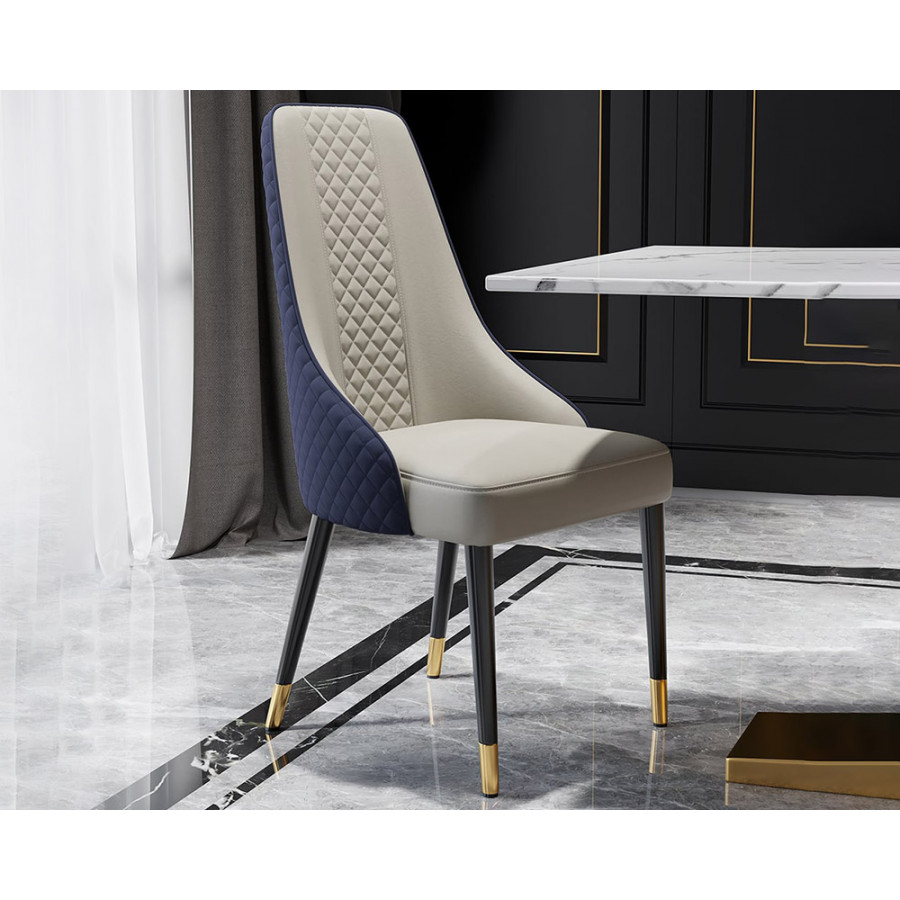 HMR Diamic Series Modern Faux Leather Dining Chairs with Upholstery - Blue, 4-Pieces