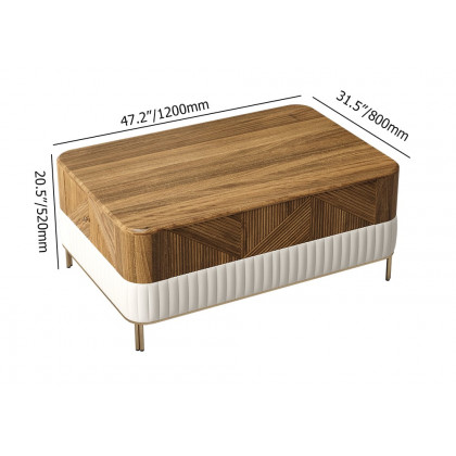 HMR - Wovent Mid-Century Modern Walnut Wood Rectangular Coffee Table with Storage