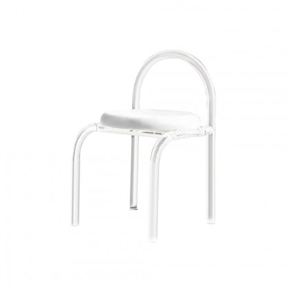 HMR - Modern White Vanity Stool with Back Velvet Upholstered Acrylic Chair for Bedroom