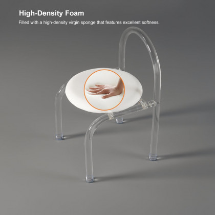 HMR - Modern White Vanity Stool with Back Velvet Upholstered Acrylic Chair for Bedroom
