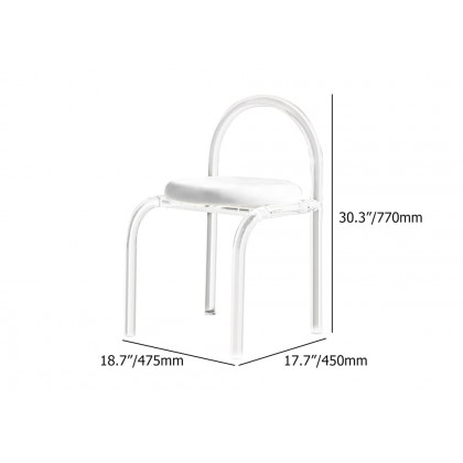 HMR - Modern White Vanity Stool with Back Velvet Upholstered Acrylic Chair for Bedroom