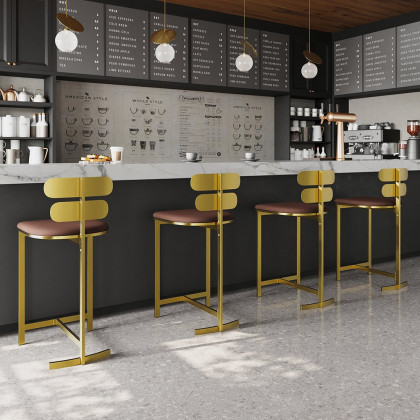 HMR - Modern PU Leather Counter Stools with Upholstery