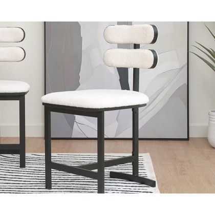 HMR Modern Wood Dining Chairs with PU Leather - White, Boucle, 2-Pieces