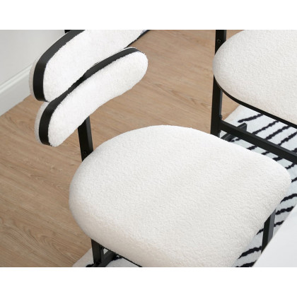HMR Modern Wood Dining Chairs with PU Leather - White, Boucle, 2-Pieces