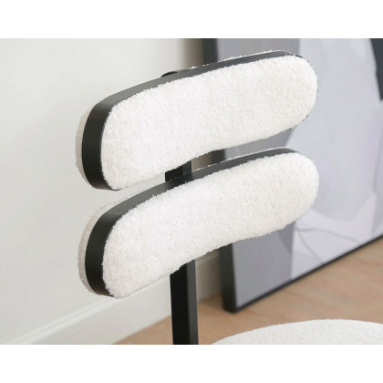 HMR Modern Wood Dining Chairs with PU Leather - White, Boucle, 2-Pieces