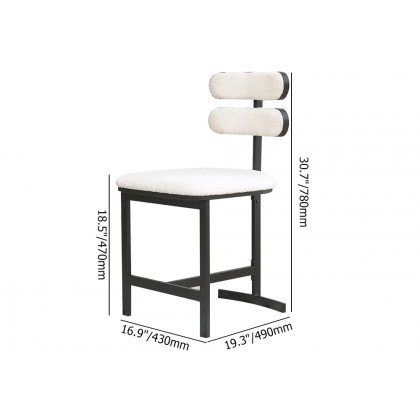 HMR Modern Wood Dining Chairs with PU Leather - White, Boucle, 2-Pieces