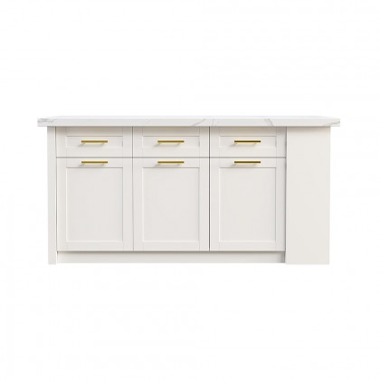 HMR 72" Modern Style Laminate Kitchen Islands with Multi-Storage - White, Sintered Stone