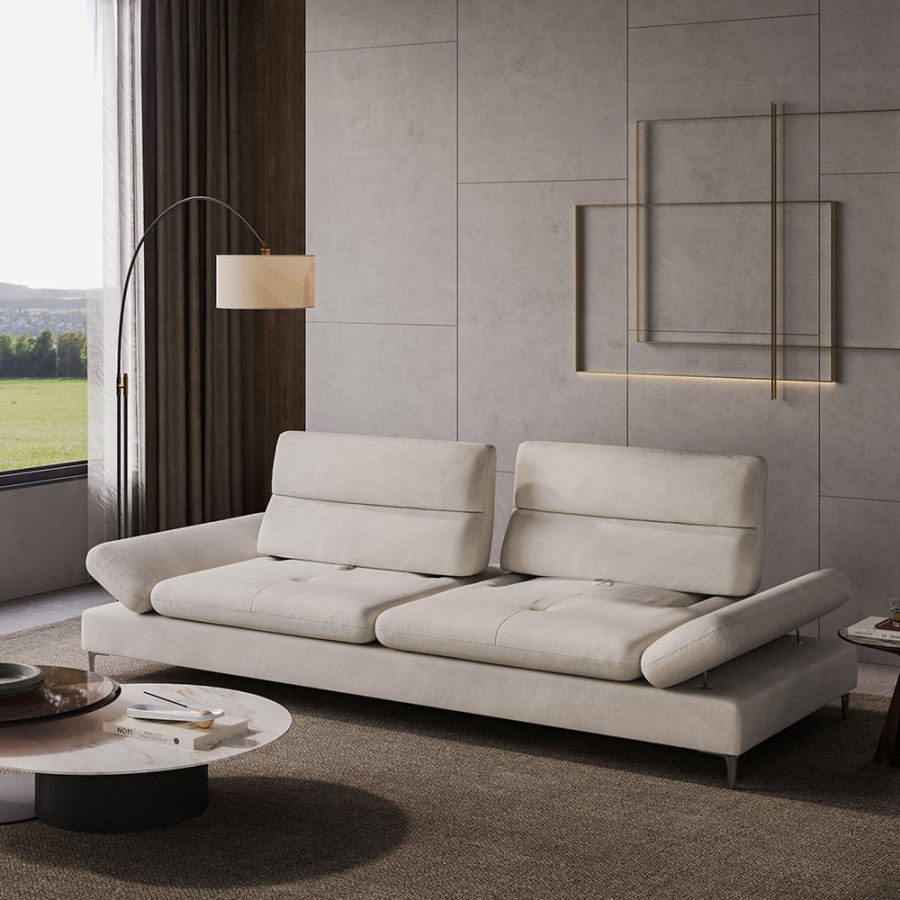HMR - 112.2" Modern Velvet Extra Deep Seat 4 Seater Sofa with Adjustable Armrest & Backrest