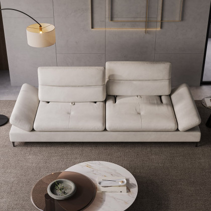 HMR - 112.2" Modern Velvet Extra Deep Seat 4 Seater Sofa with Adjustable Armrest & Backrest